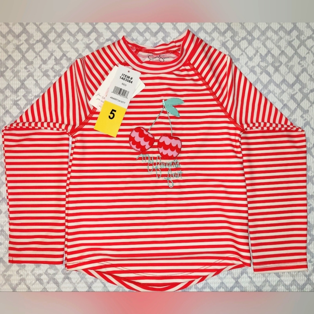 Jessica Simpson Cherry Long Sleeve Rashgaurd Shirt! Size- 5